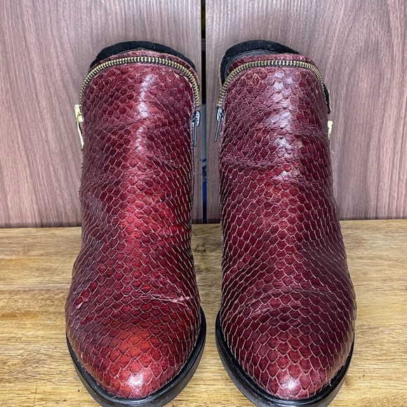 Kanna Women's Kelly Bootie BurgunLeather Reptile Zipper Trim EU Sz 41 - Picture 5 of 10